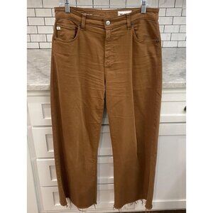 AG Jeans Pants Womens 30 Brown SaigeWide Leg High Rise Raw Hem Twill Casual